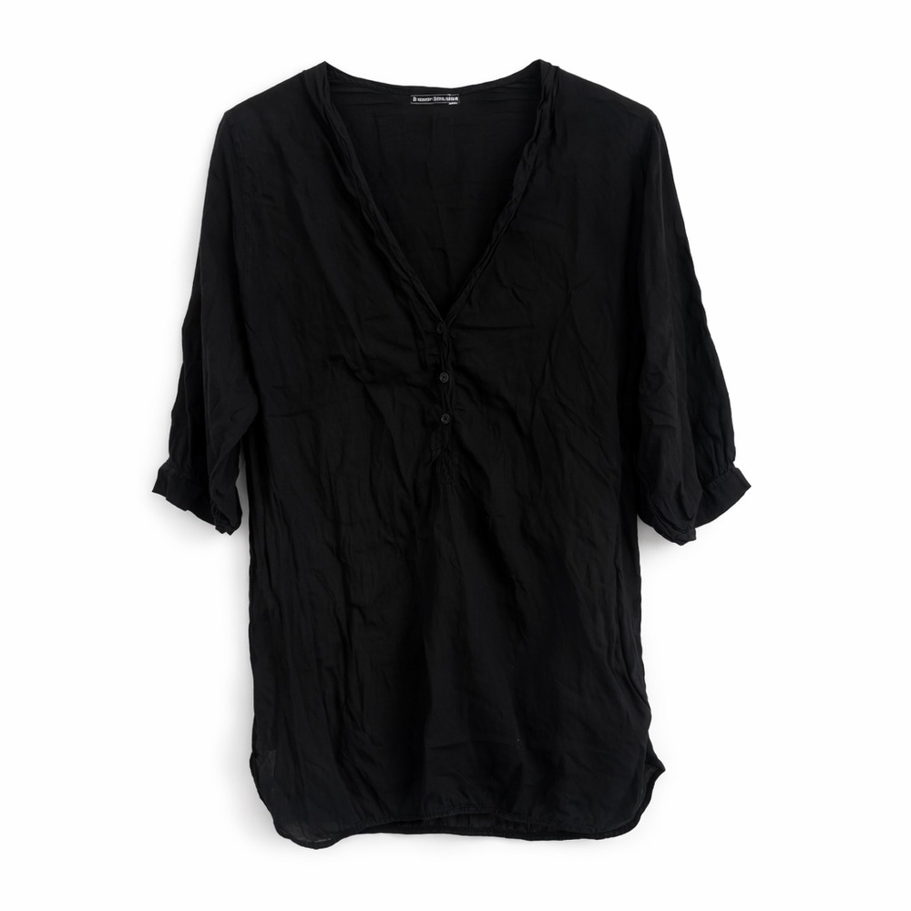American Vintage Black Cotton V-Neck Tunic Blouse – Size S